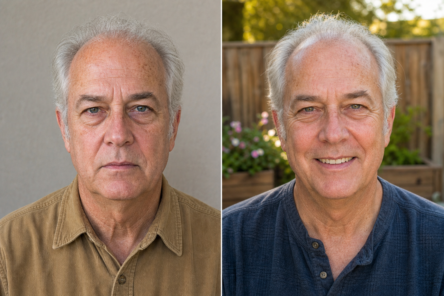 Before and after results from WellMensRX NAD+ therapy, man in his 60s