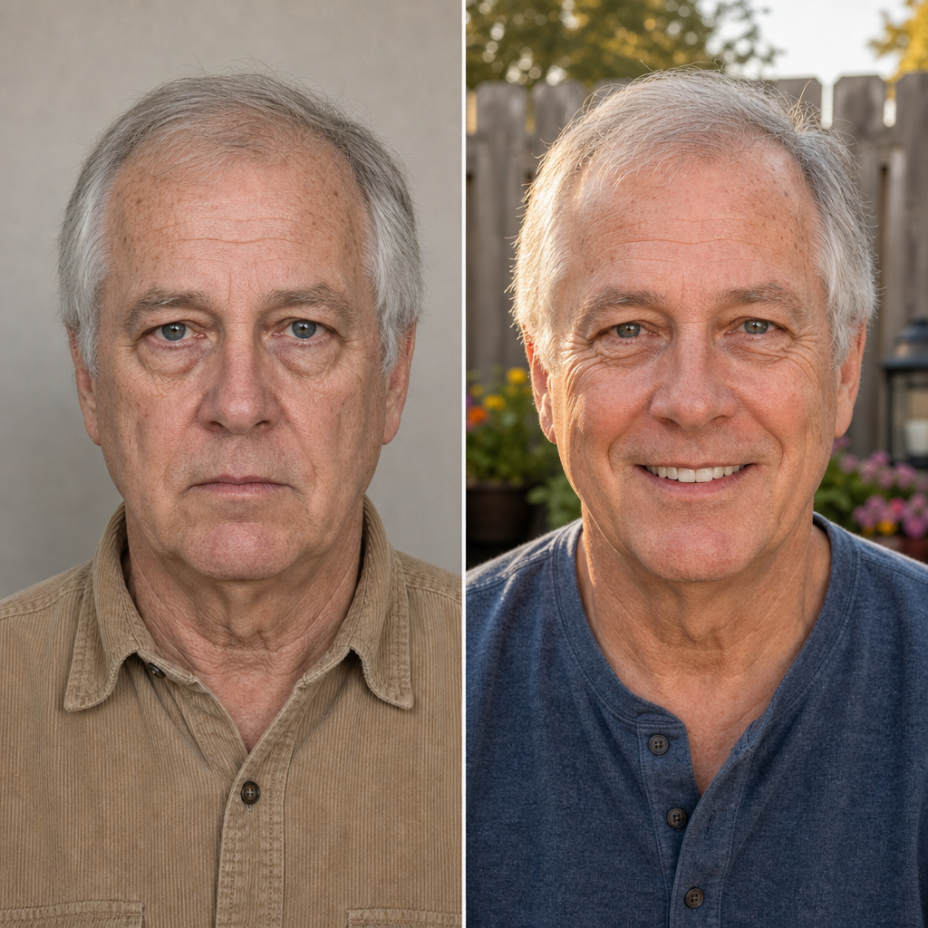 Before and after results from WellMensRX NAD+ therapy, man in his 60s